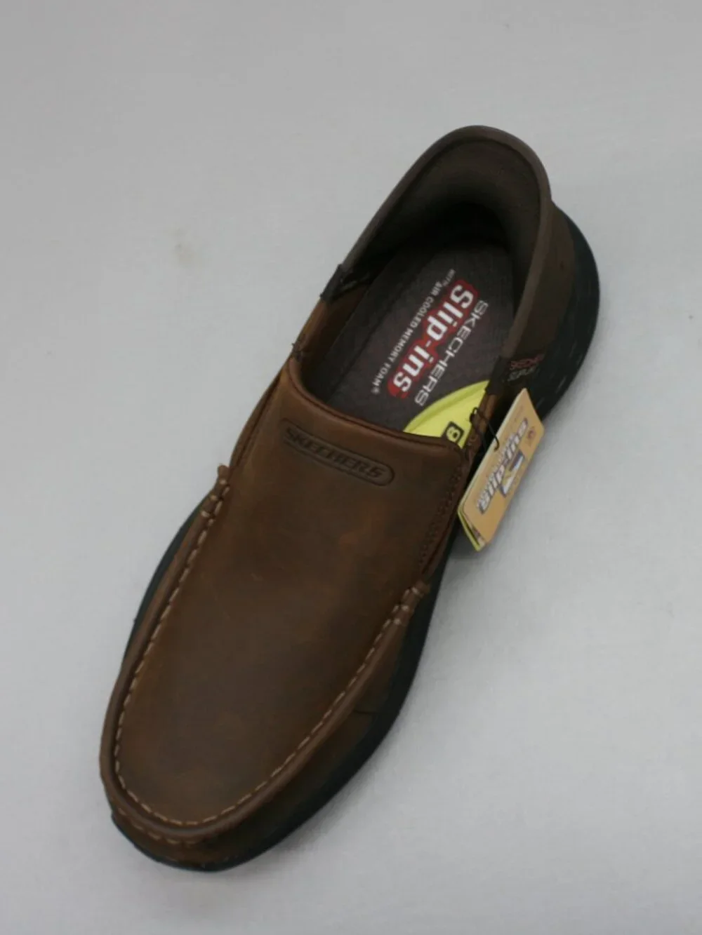 Skechers Men's 9 Parson-Oswin Brown Leather Hands-Free Slip-ins Shoes Loafers